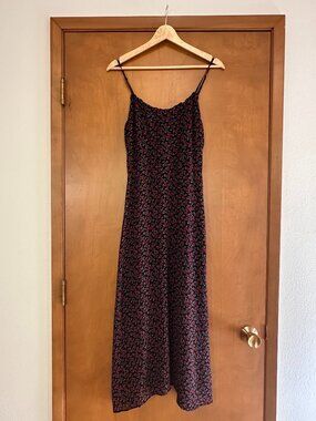 Reformation Strap Dress Mabel Rose Floral Midi High Slit Size 8